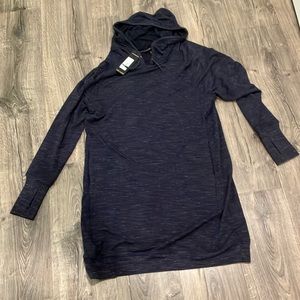 NWT hooded sweatshirt dress size L navy blue